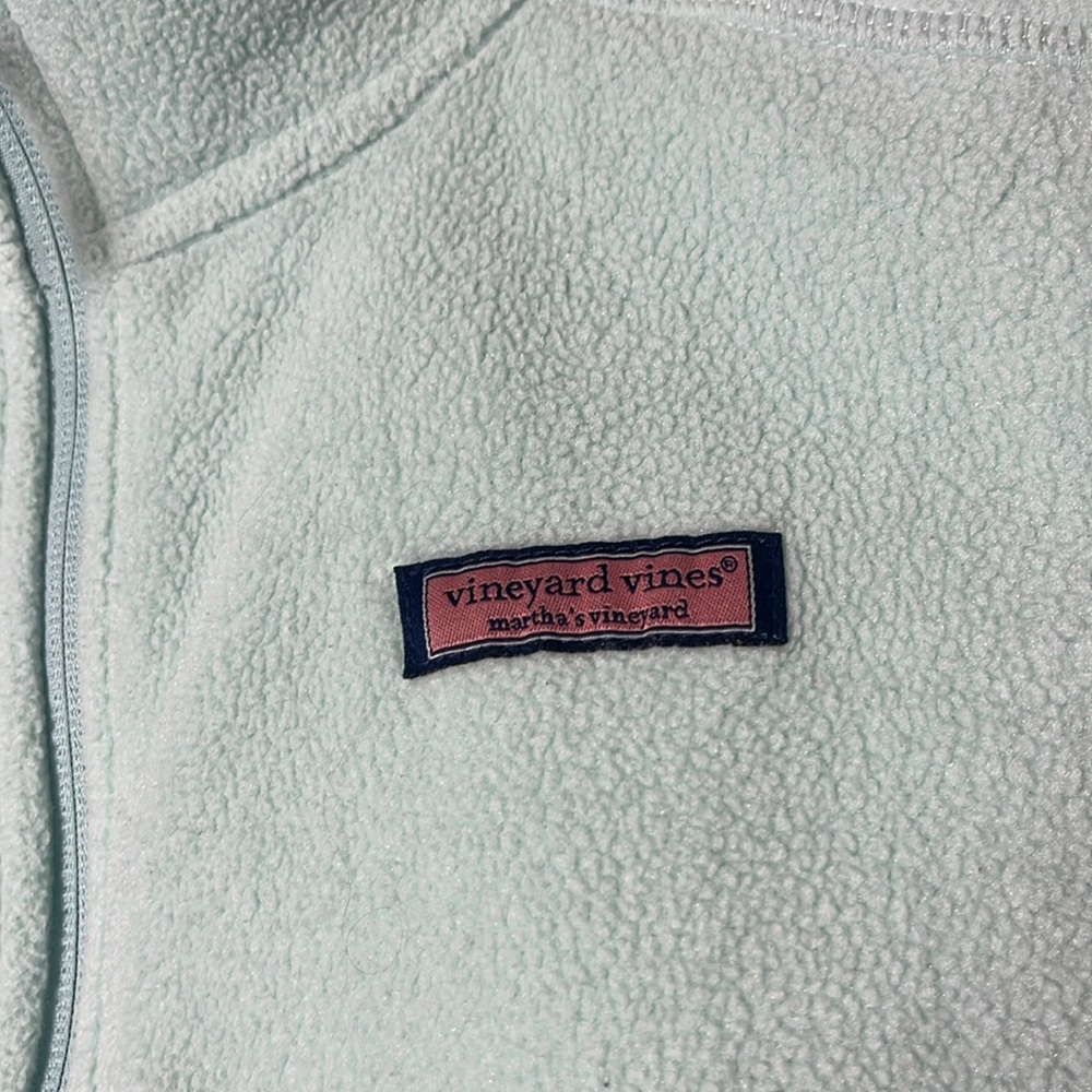 Vineyard Vines Fleece Vest Womens Medium Light Sea Green Full Zip - Picture 2 of 6